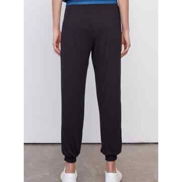 NEW Inreverse Women Reversible Black Teal Silk Blend Pocketed Solid Jogger Pant - Picture 5 of 5